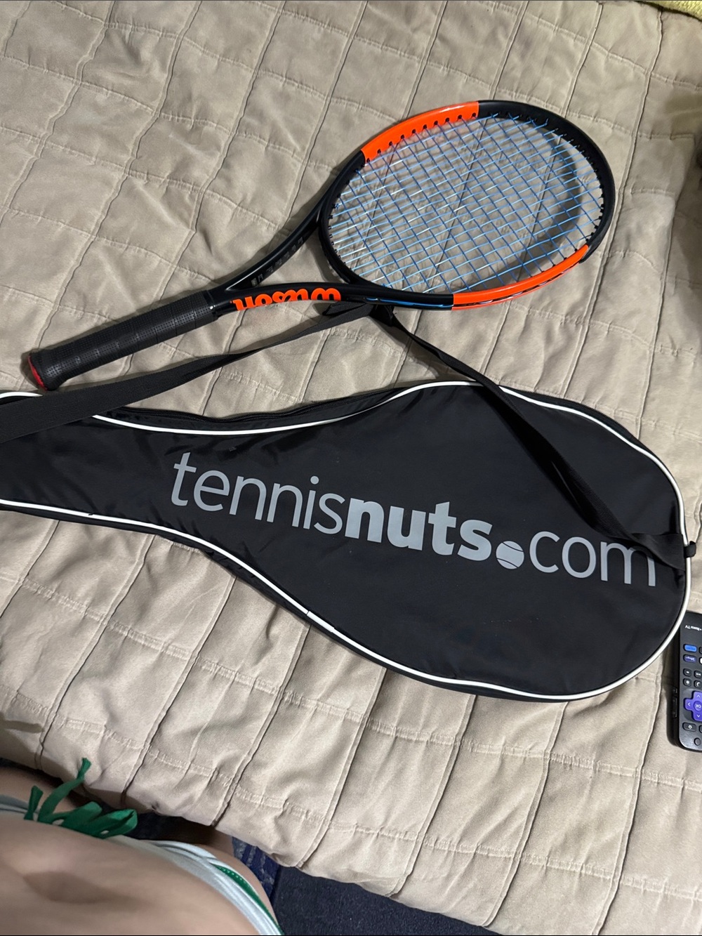 Wilson Black and Orange Tennis Racket with Black Zip Cover